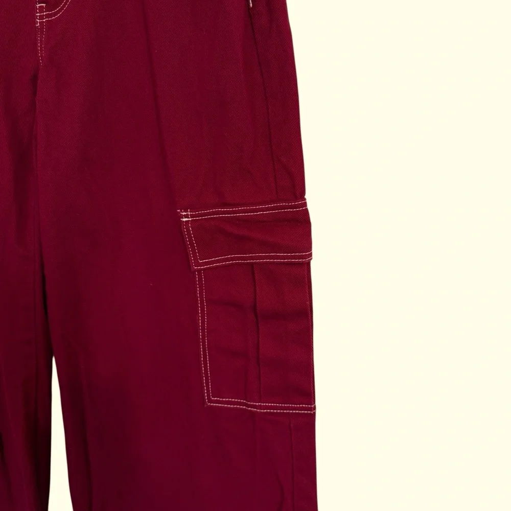RSQ Women'sSize 26 Low Rise Wide Leg Cargo Jeans Garnet Baggy Y2K